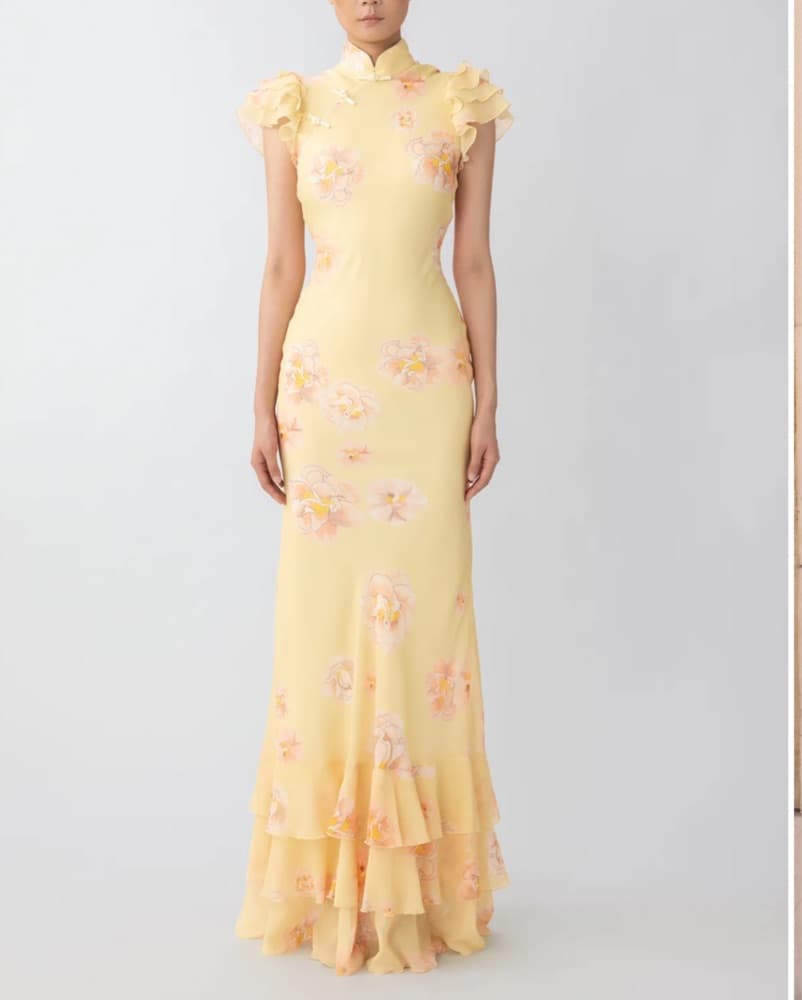 Sau Lee Yellow Floral Gown  - Image 1