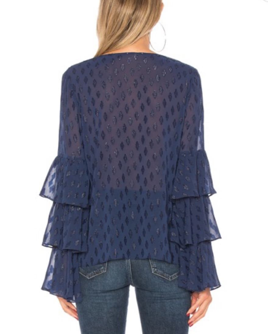 BLUE TOP TIERED LONG SLEEVES Size Small - Image 2