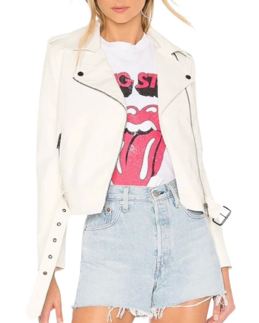 Superdown White Faux Leather Moto Jacket - Image 1