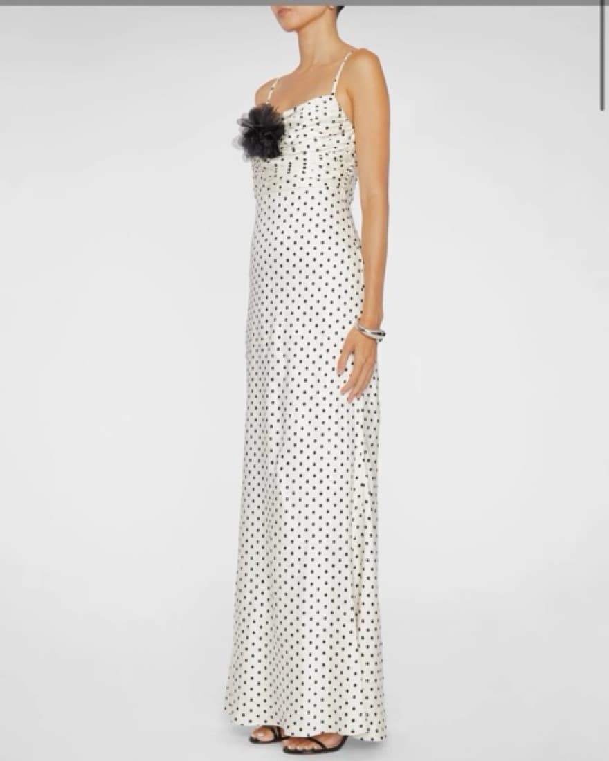 Self Portrait - Silk Poka Dot Dress Maxi - Image 3