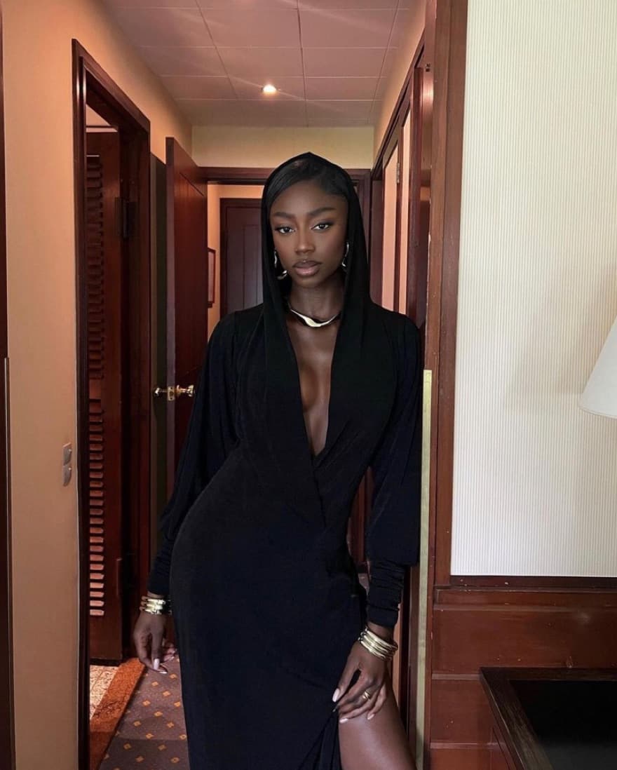 Hooded Maxi Slit Dress  - Image 1