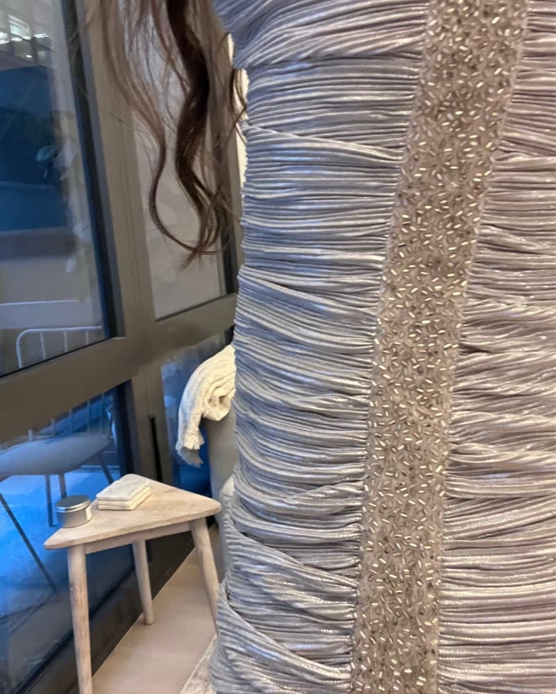 Formal One Shoulder Silver Dress - Image 6
