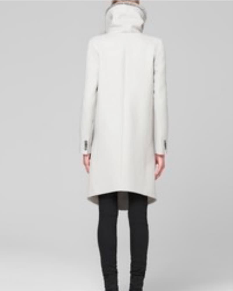 Helmut Lang Rabbit Fur Collar Wool Coat - Image 2