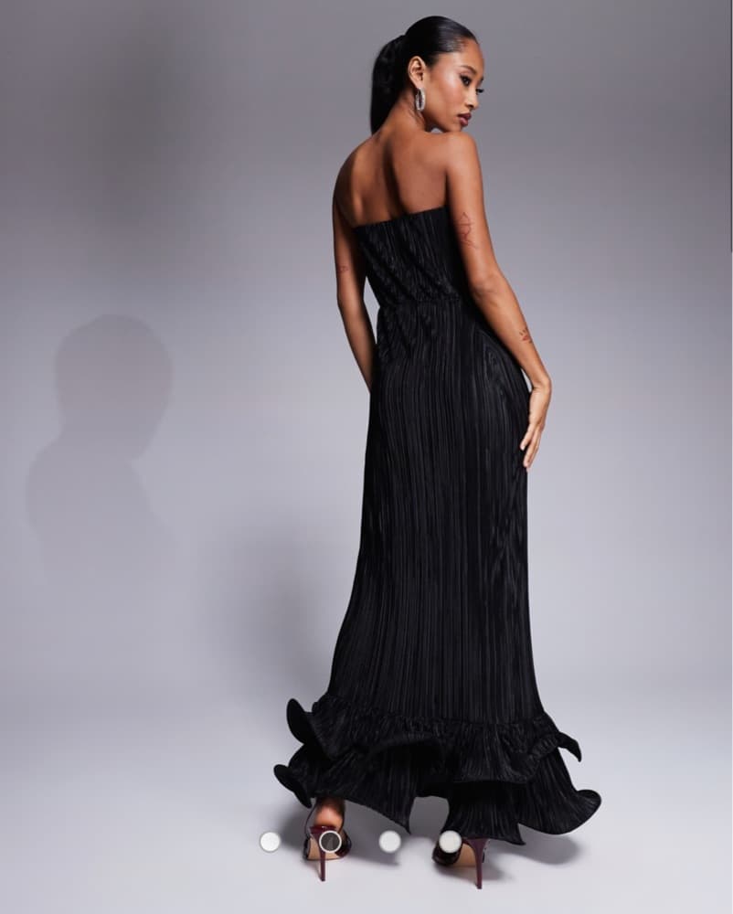 Black Pleated Maxi Dress - Image 4