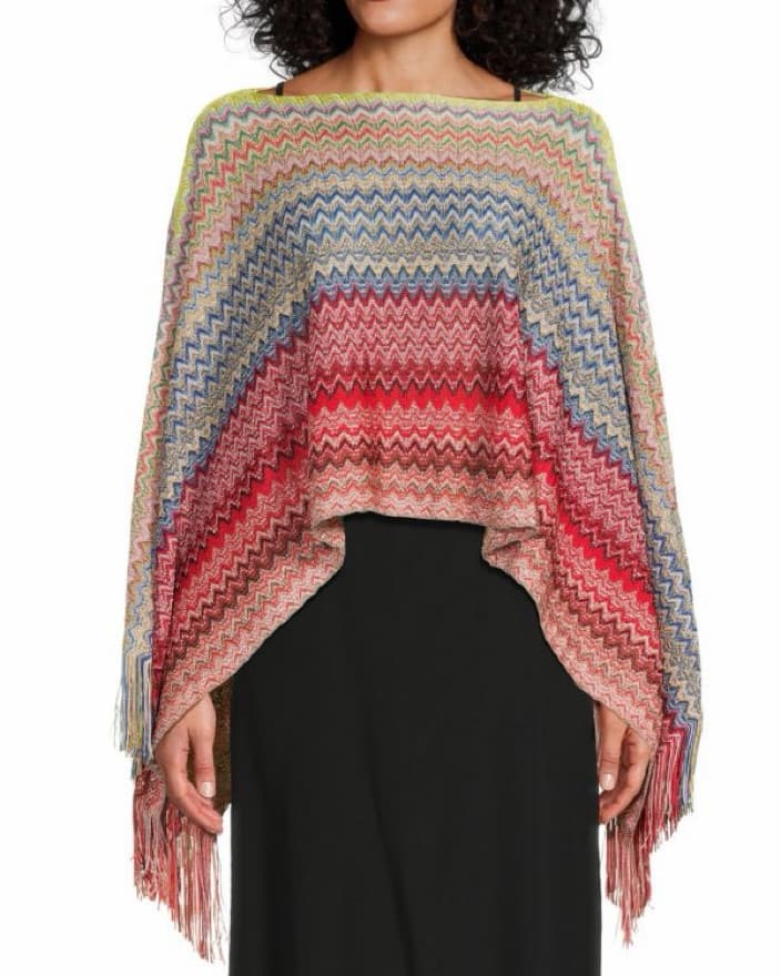 Missoni Chevron Multi Color Knit Poncho - Image 1