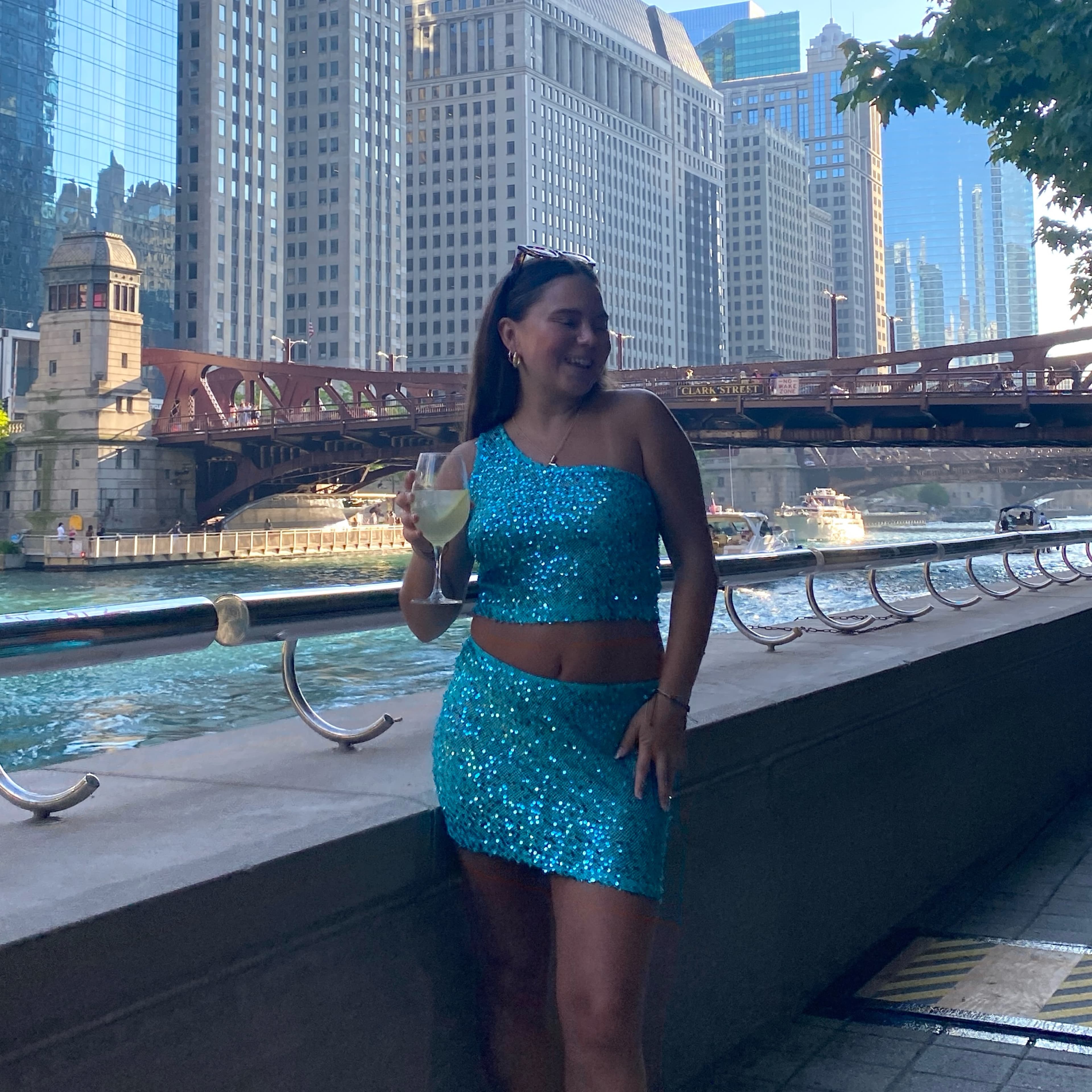 Sparkly Blue One Shoulder Set  - Image 3