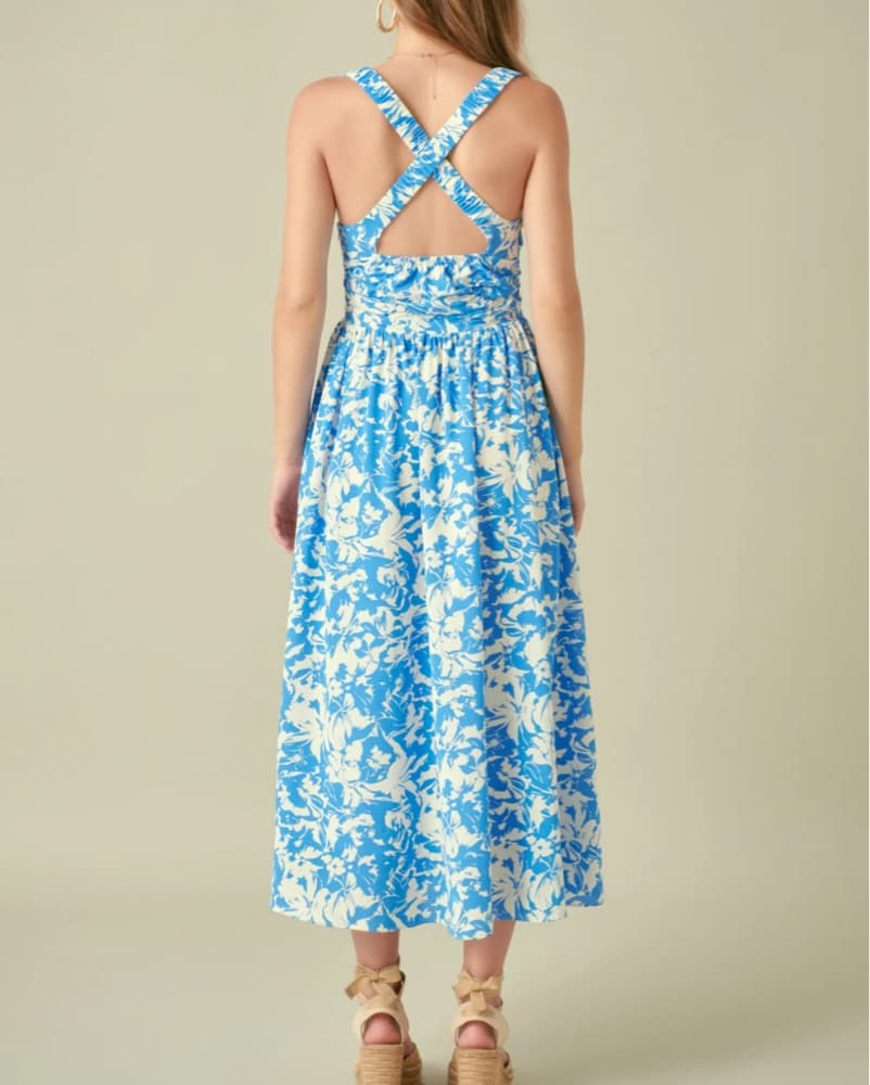 Blue & White Midi Dress - Image 2