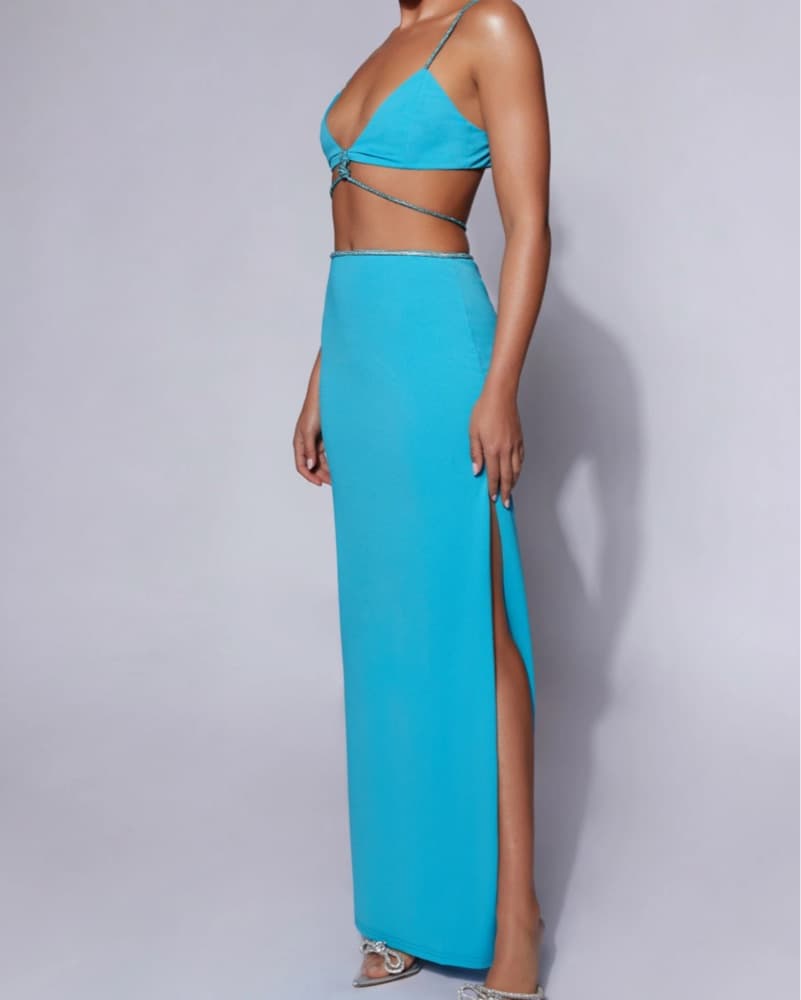 Meshki Blue Maxi Skirt and Bralette Set - Image 1