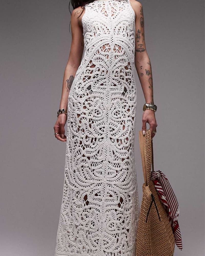 Topshop Knit Premium Crochet Maxi Dress  - Image 3