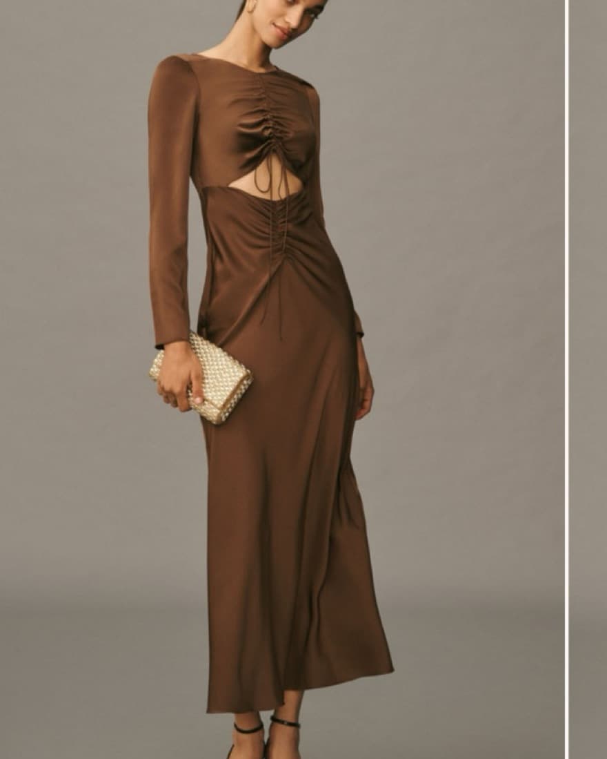 Bardot Daring Satin Long Sleeve Maxi  - Image 1