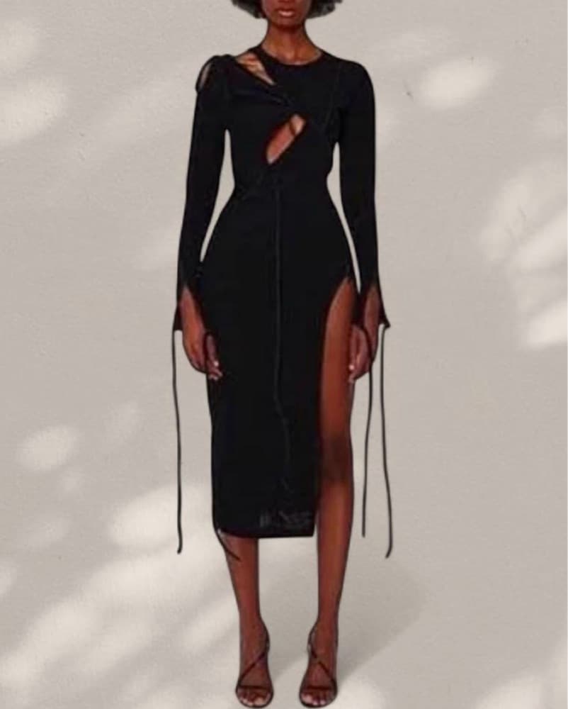 Chic Black Midi Dress - Image 1