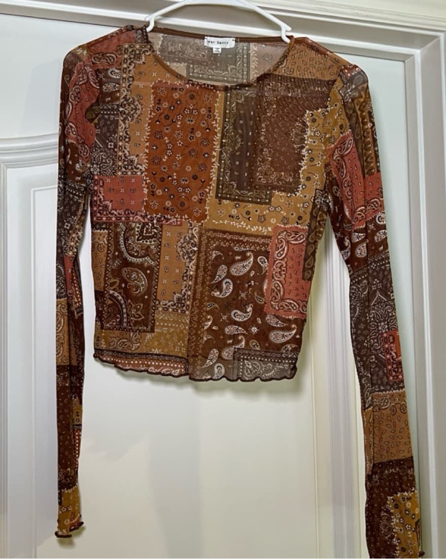 Bear Dance Sheer Brown Bandana Print - Image 2