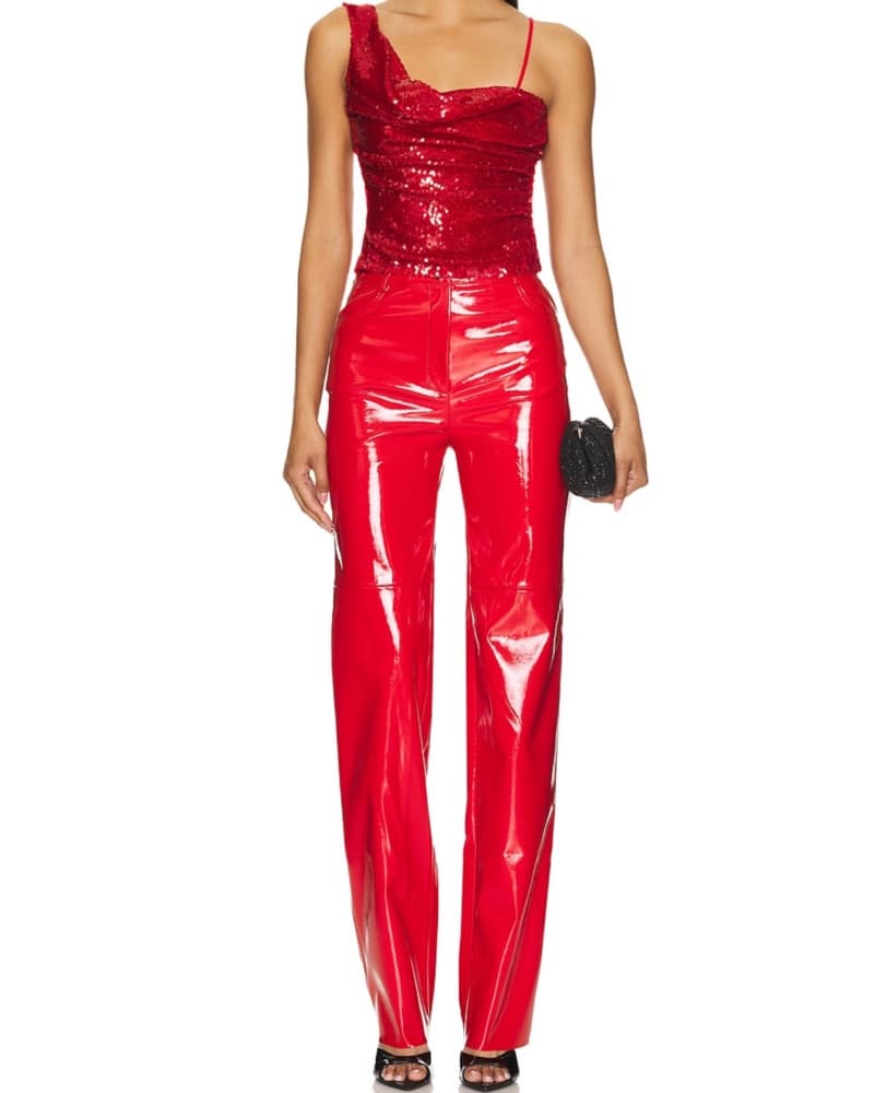 Killa Trousers In Red Patent - Image 1