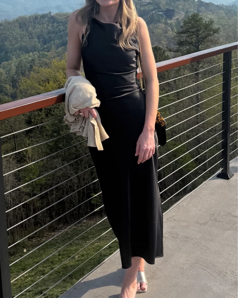 Zara black satin effect midi dress - Image 3