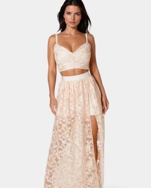 Bebe Two-Piece Embroidered Gown - Image 1