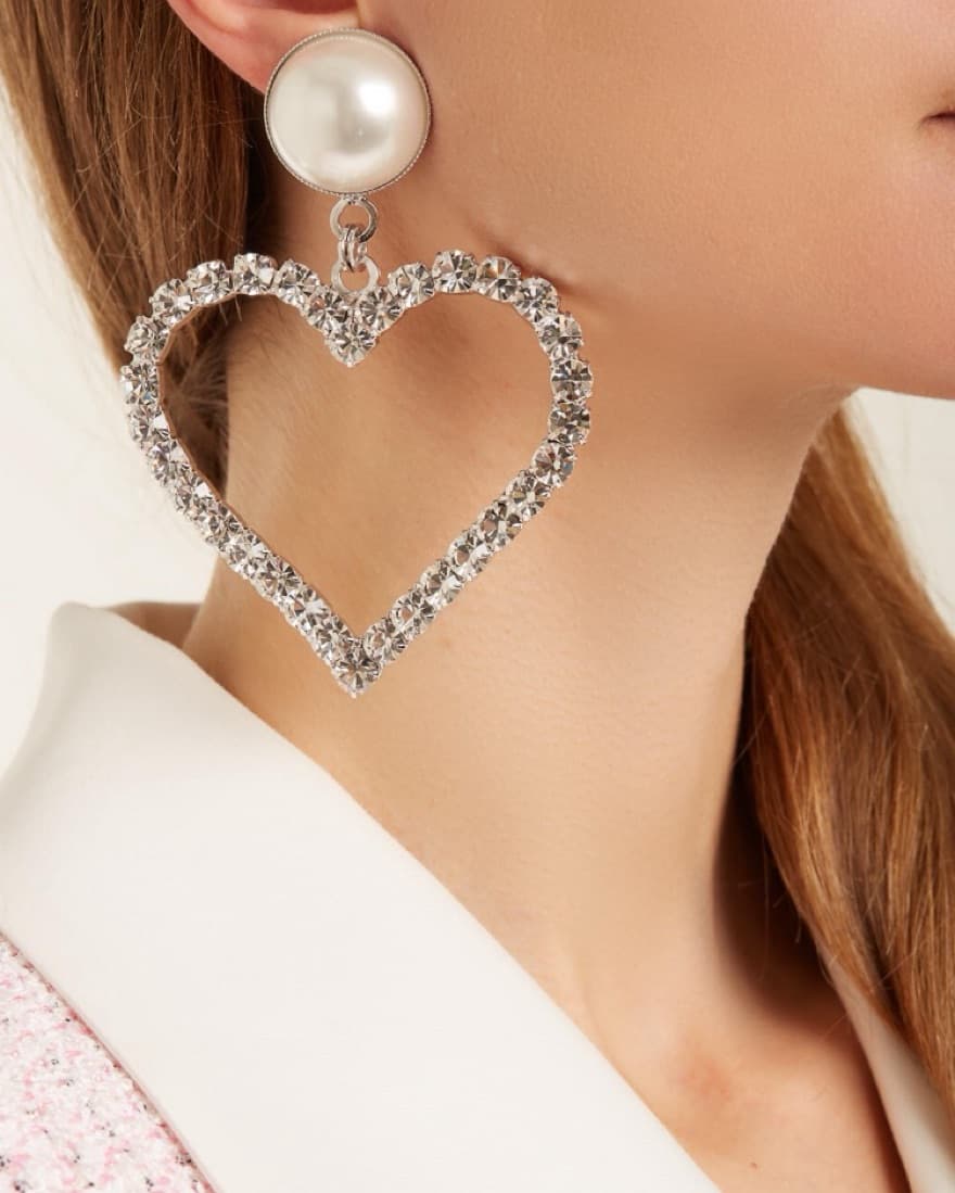 Alessandra Rich Heart Clip on Earrings - Image 5