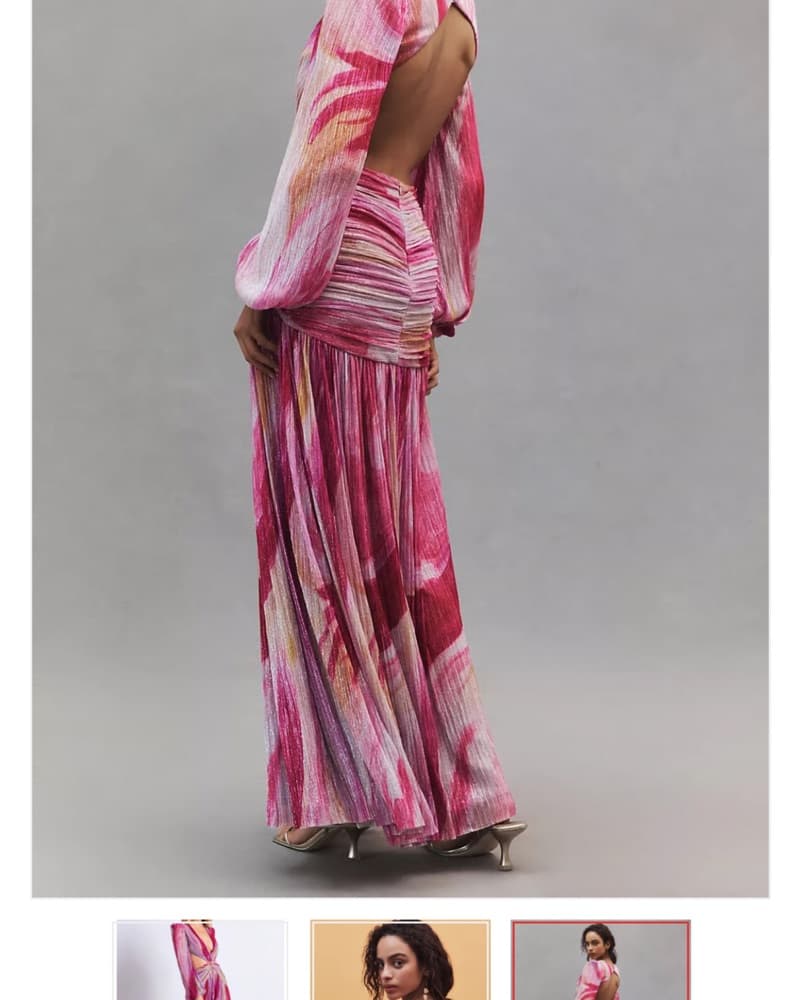 Stunning Pleated Metallic Maxi Dress - Image 3