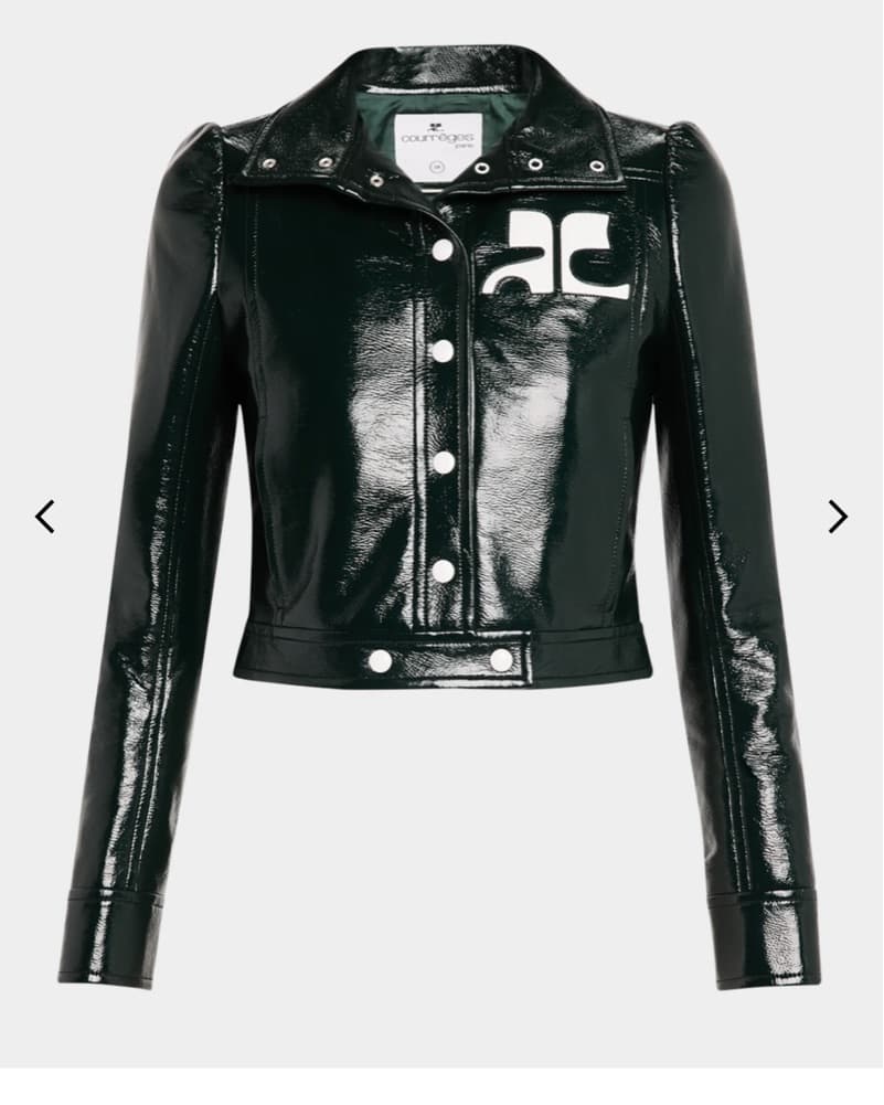 Green Courreges Vinyl Cropped Jacket   - Image 1