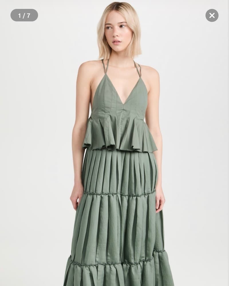 Elegant Tiered Sage Green Maxi Dress  - Image 6