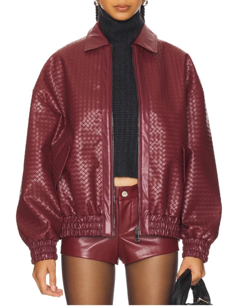 Red wine faux leather jacket - Image 1