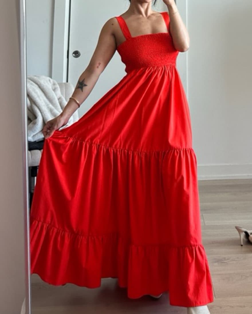 Zara Red Orange Flow Maxi Dress - Image 1
