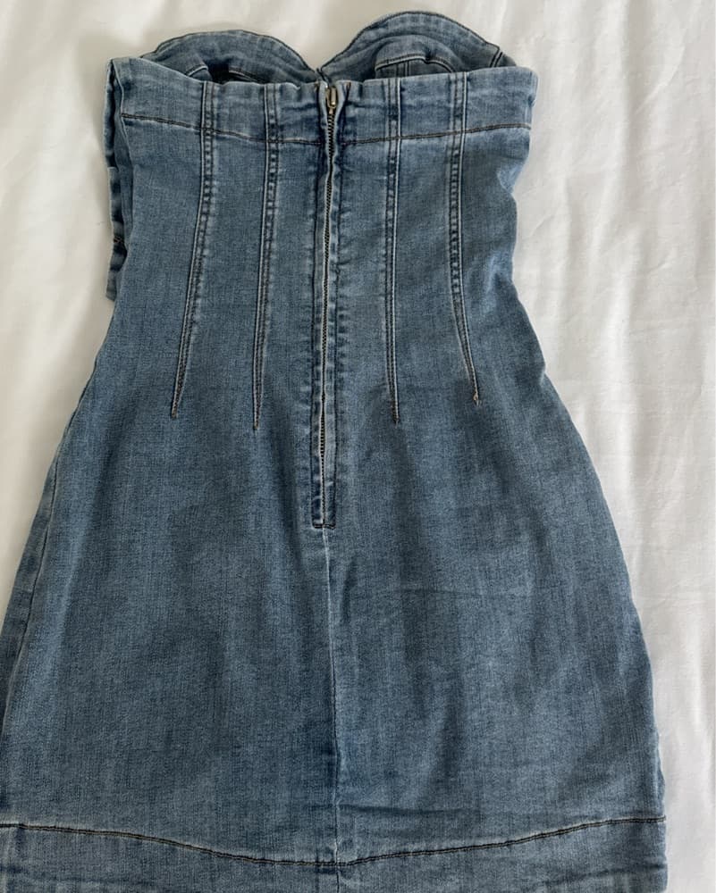 Kittenish Sweetheart Denim Mini Dress  - Image 2