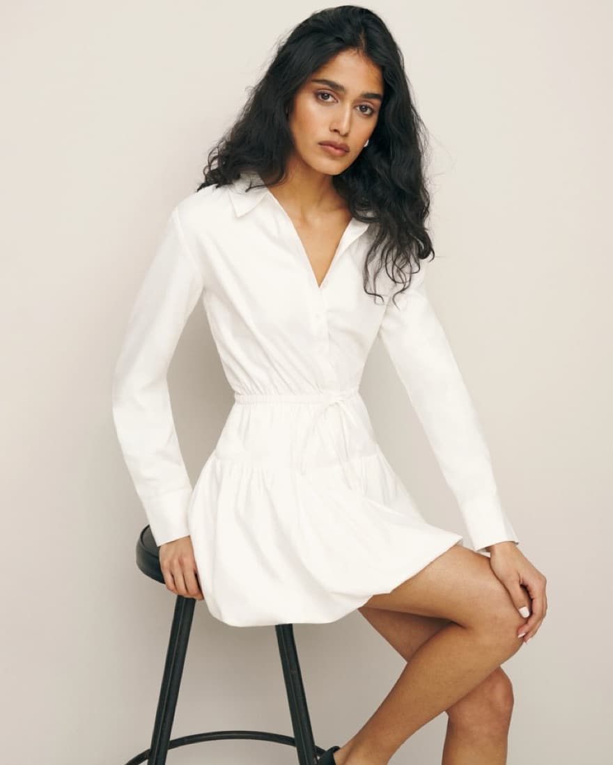 White Mini Collared Button Down Dress - Image 4