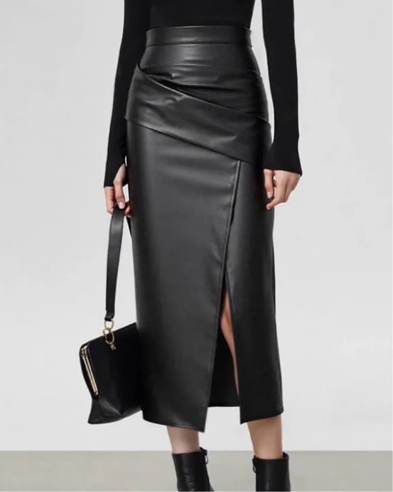 Midi Faux Leather Skirt  - Image 1