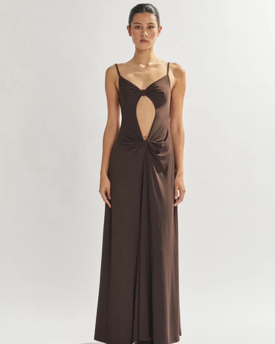Brown Cutout Maxi Dress - Image 3