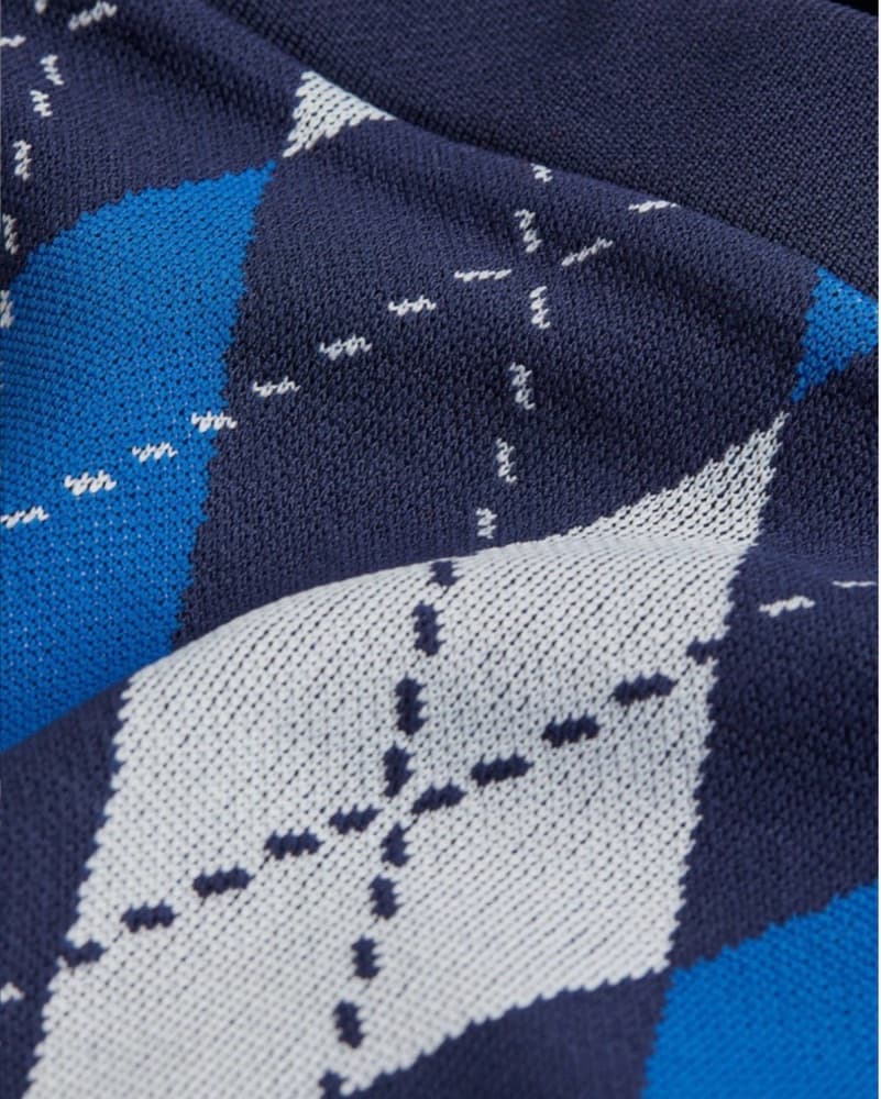Blue & Black Checked Sweater Crop Dress - Image 5