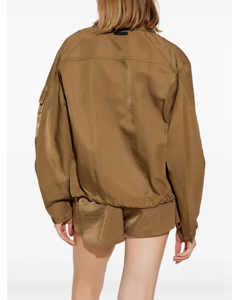 Chic Khaki Bomber Jacket/Short Set - Image 6