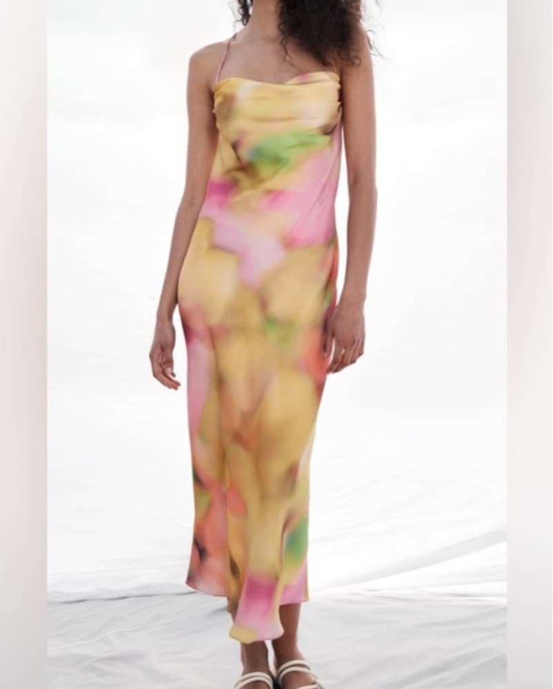 ZARA SILK MIDI DRESS - Image 1