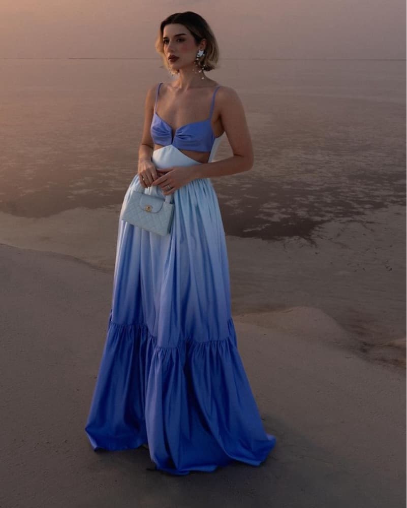Sau Lee Blue Nova Satin Gown  - Image 6