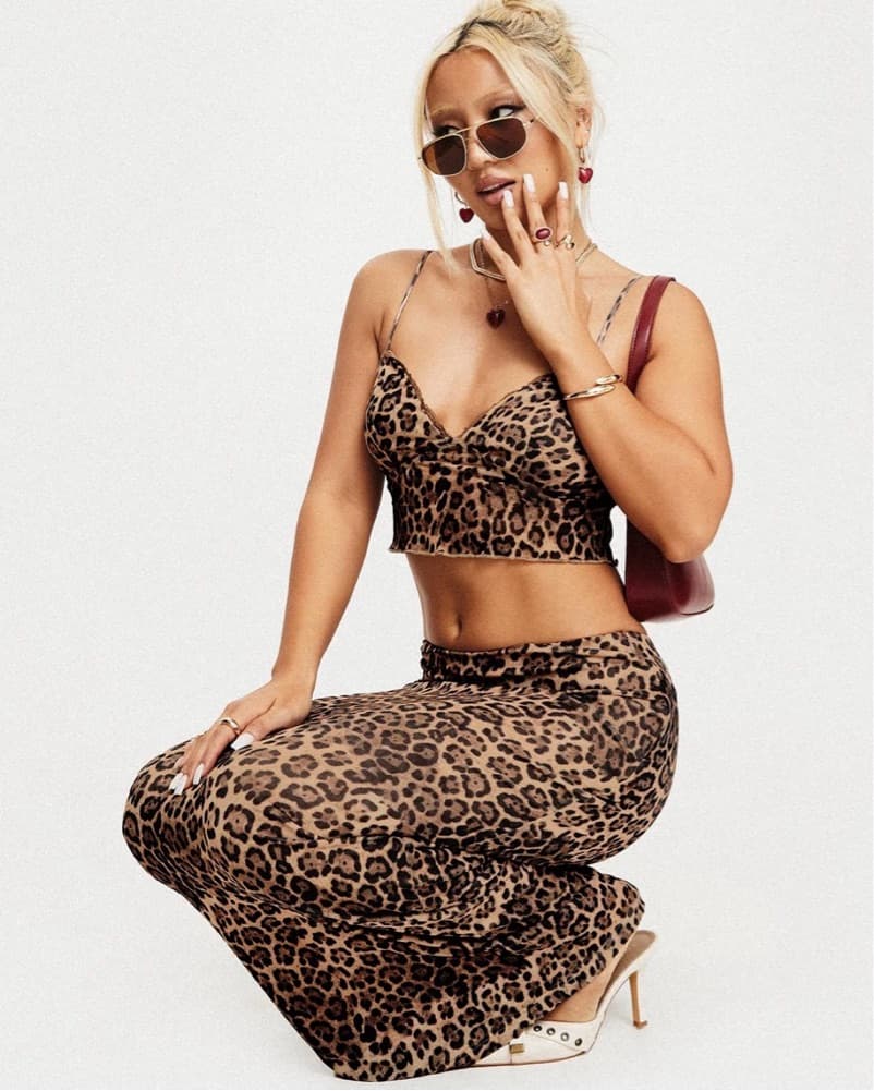 Leopard Print Crop & Maxi Skirt Set - Image 1