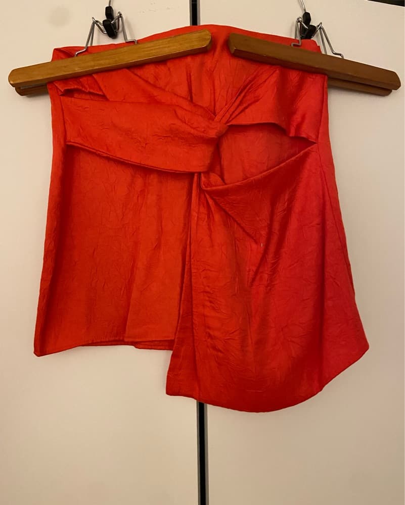Vibrant Red Twist-Front Skirt - Image 1