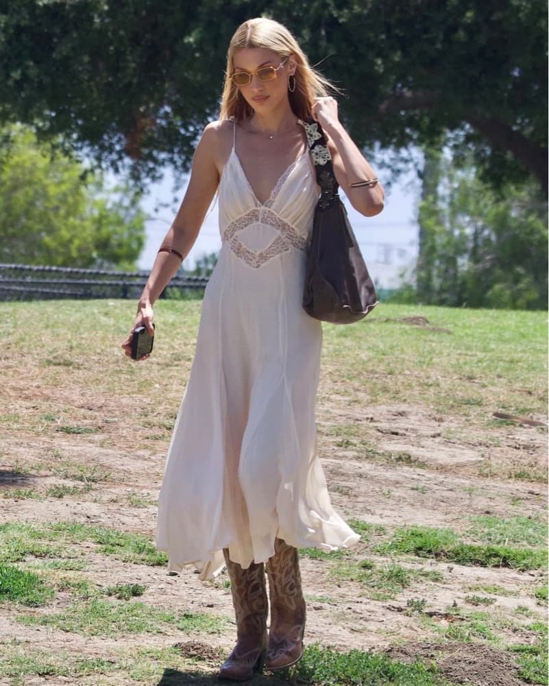 Lace-Trimmed Slip Dress ASO bella Hadid  - Image 1