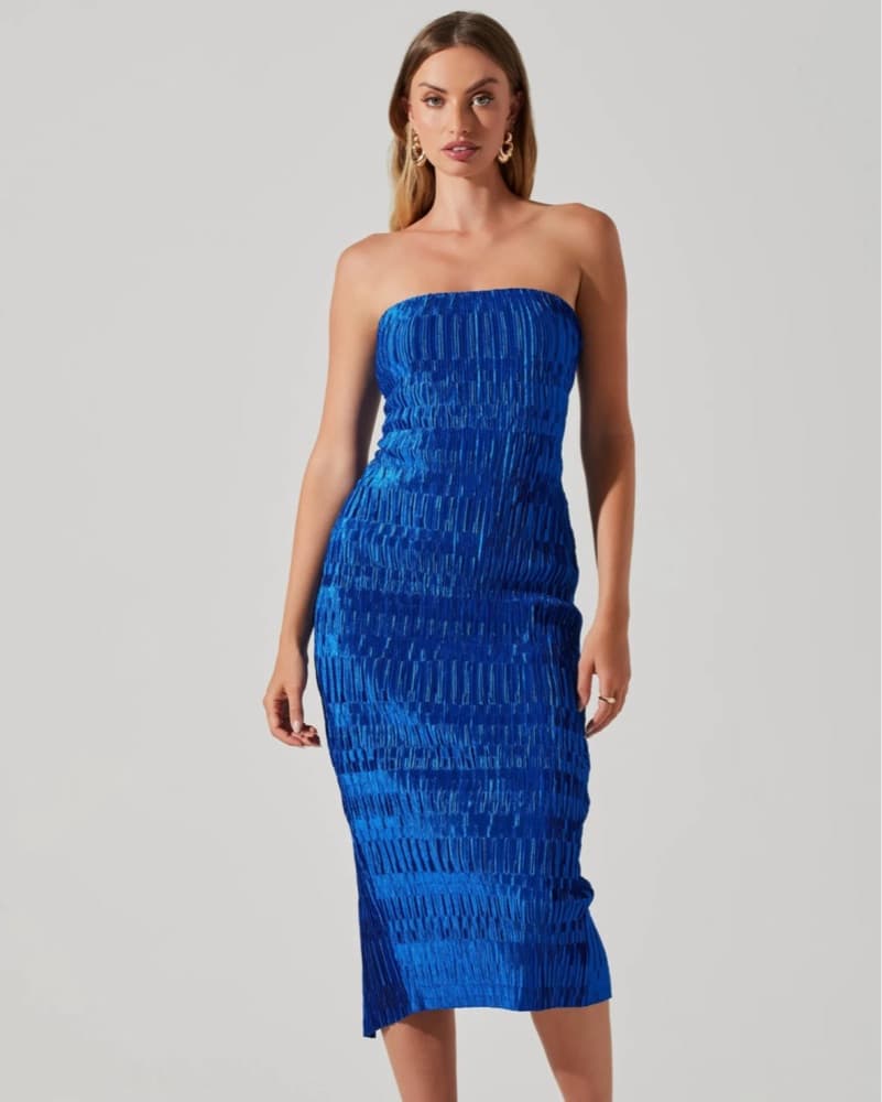 ASTR - Reine Strapless Plisse Midi Dress - Image 3