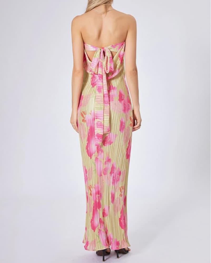 Vibrant Floral Pleated Maxi Dress - Image 3