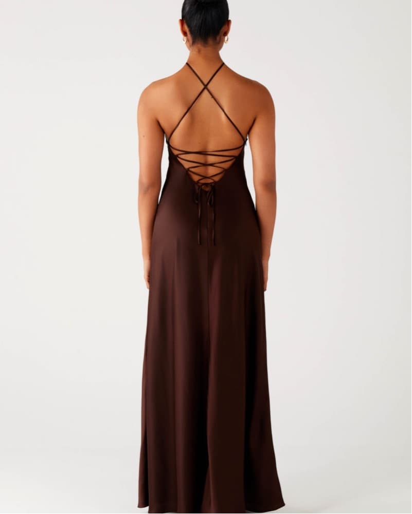 Brown Halter Maxi Dress - Image 2