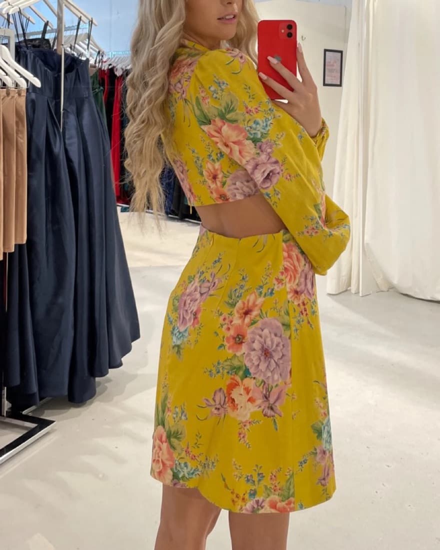 ZIMMERMANN Yellow Floral Zinnia Bow Cut  - Image 2