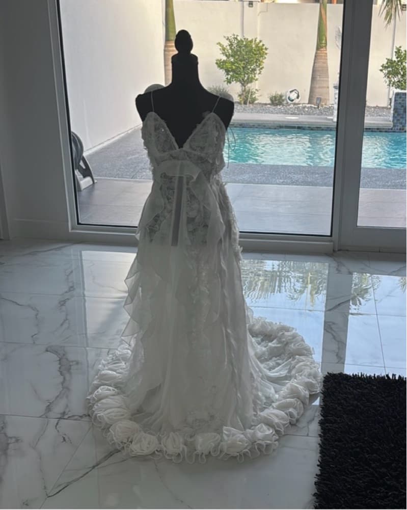 Glamorous Lace Embellished Wedding Gown - Image 1