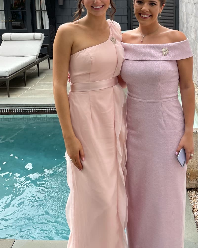 Pink Vera Wang One Shoulder Gown - Image 6