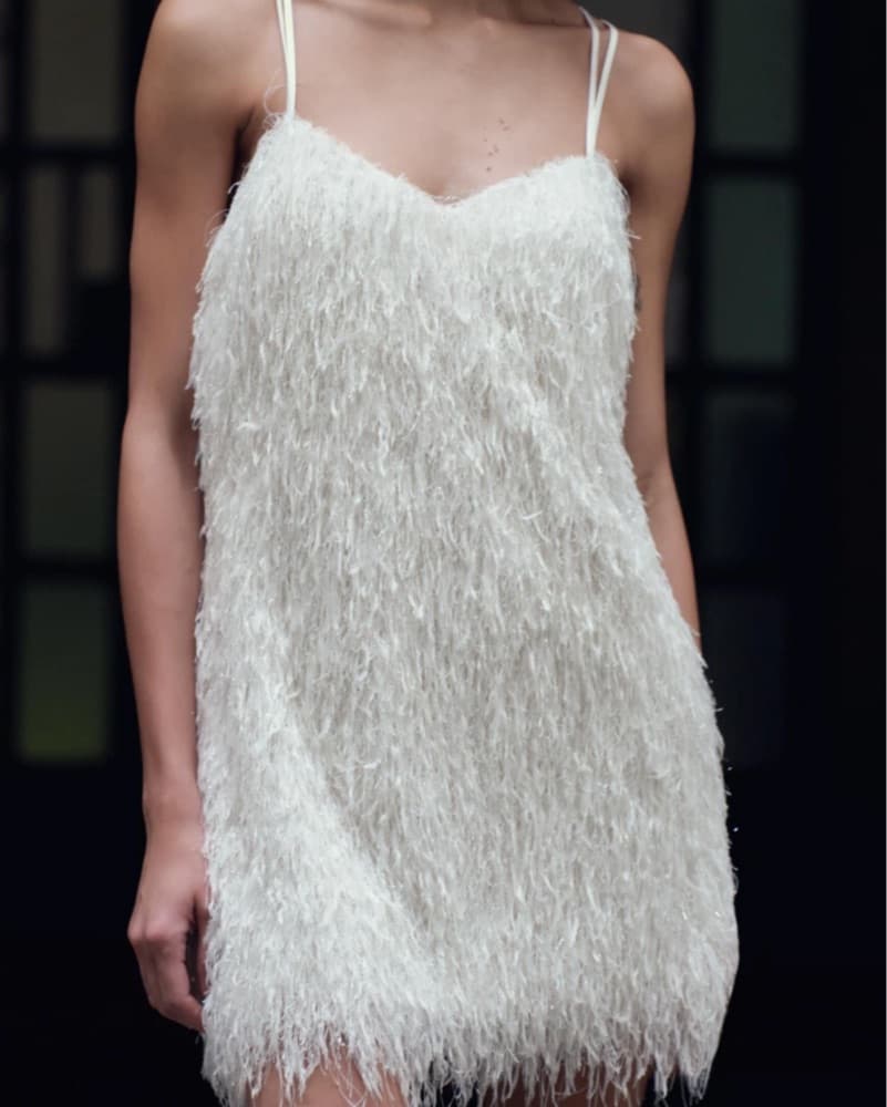 Zara Chic White Fringe Mini Dress - Image 1