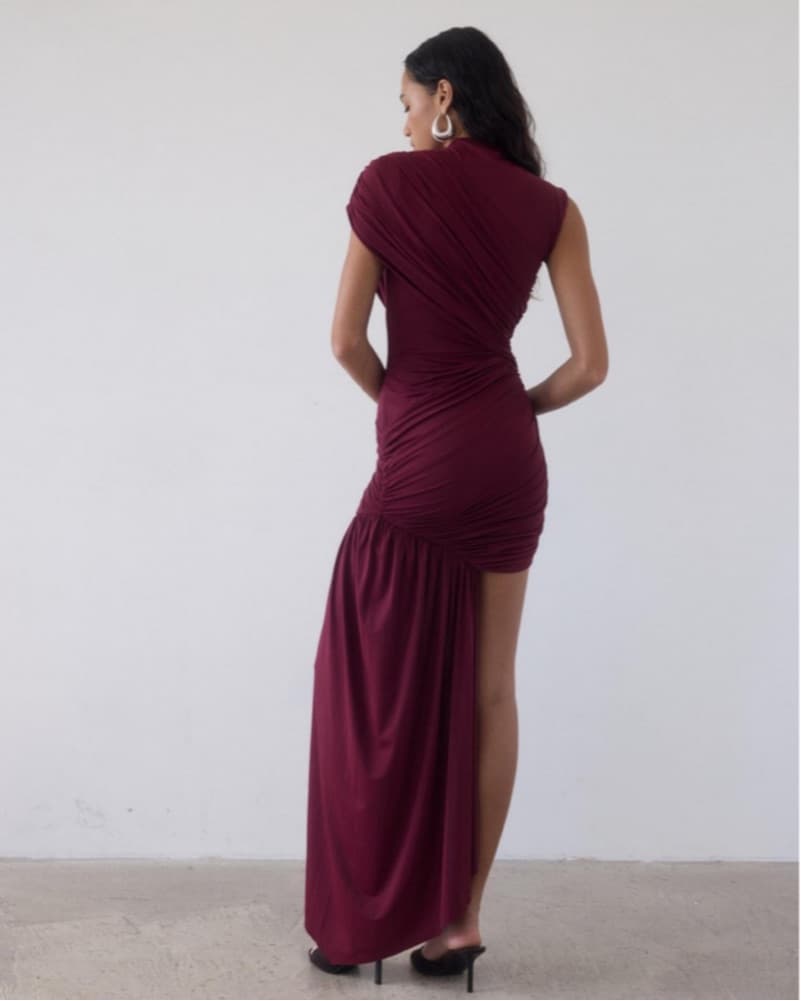 De La Vali Dress In Burgundy  - Image 5
