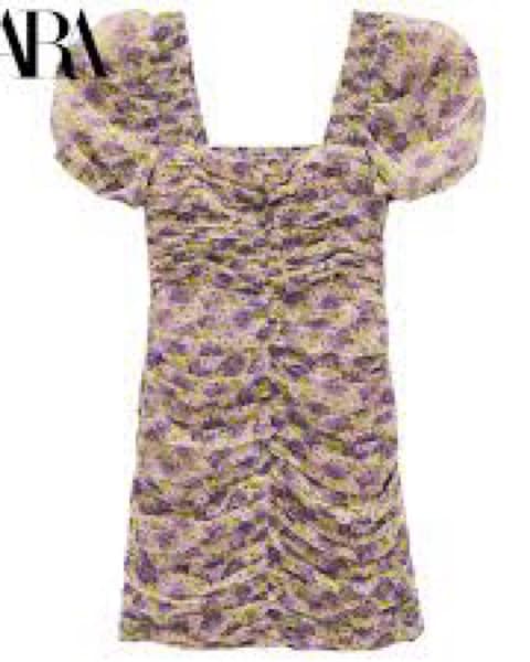 Zara Floral Drape Sleeve Dress S - Image 3