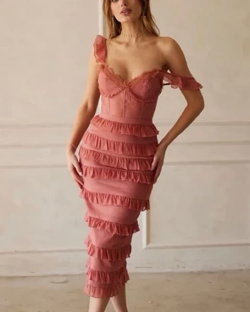 V Chapman Fiorenza Dress in Dusty Cedar - Image 1