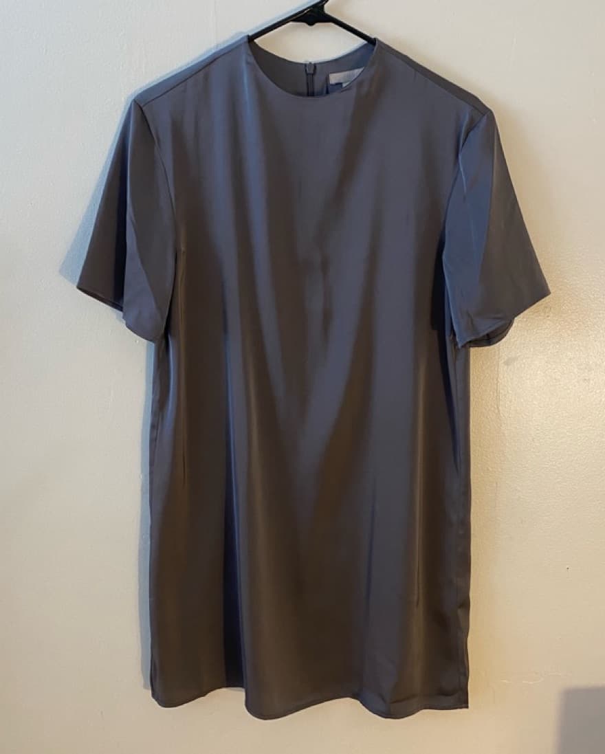 Gray Silky T-Shirt Dress - Image 1
