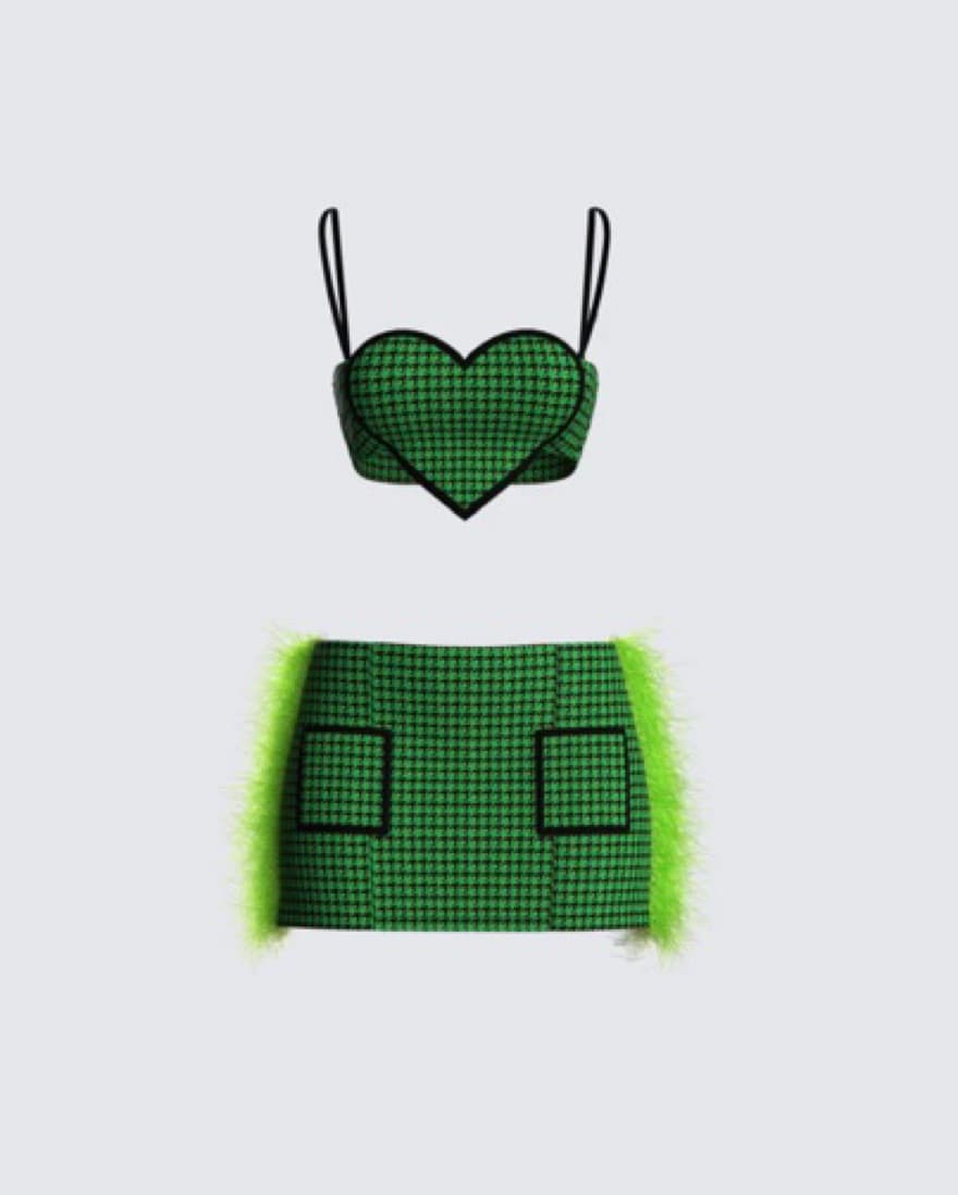 Misty Green Houndstooth Set - Image 1