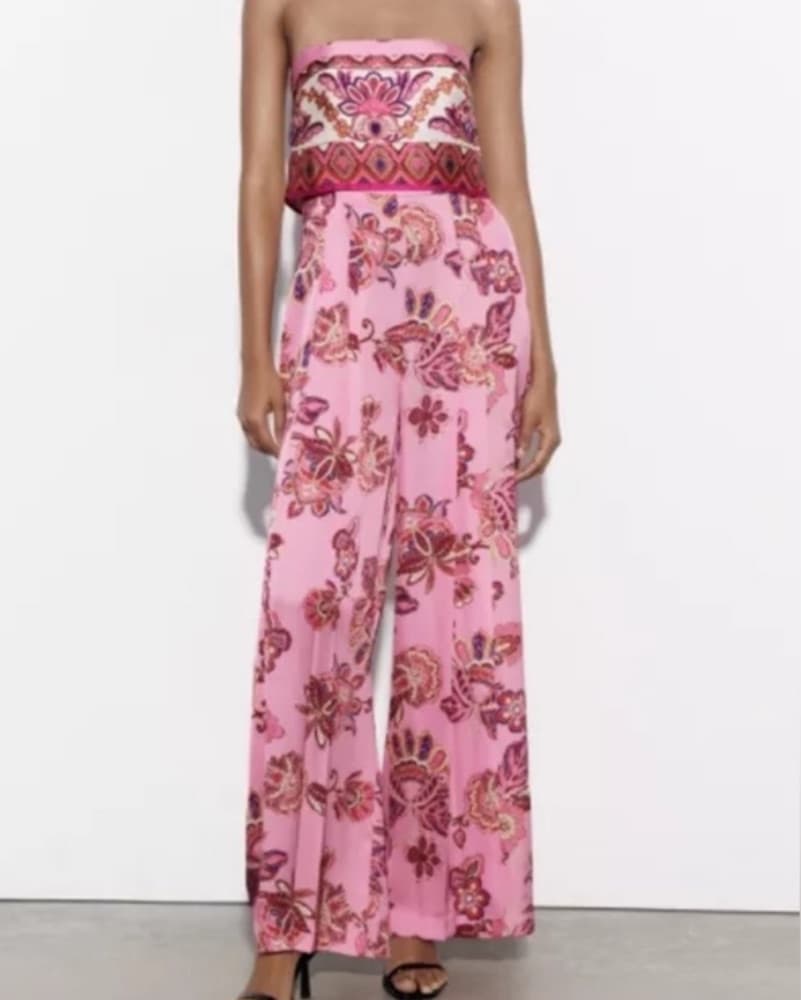 Zara Strapless Floral Print Jumpsuit - Image 1
