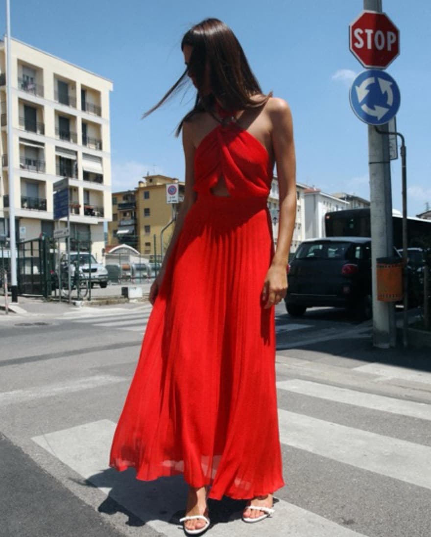 Zara Pleated Halter Dress - Image 2